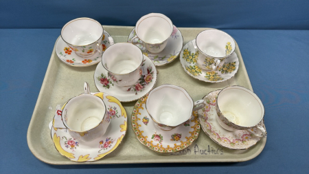 7 Tea Cups & Saucers Lot -See Notes