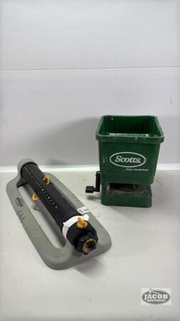 SPRINKLER AND HAND HELD FERTILIZER SPREADER