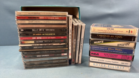 Approx. 20 CDs and 7 Cassette Tapes -Mostly Country