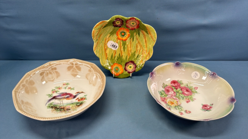 8in Carlton Ware Plate and 2 Bowls