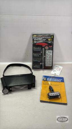BATTERY TESTER, LIGHT DUTY SOCKET SET, HEAD MOUNT MAGNIFIER