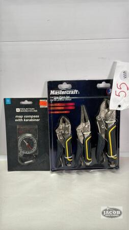 MASTERCRAFT 3PC LOCKING PLIER SET W/COMPASS