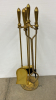 Set of 4 Brass Fireplace Tools on Stand - 3