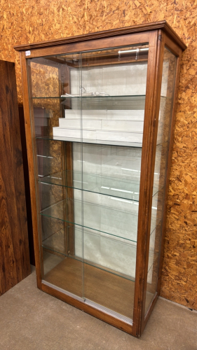 Glass Showcase with Glass Sliding Doors & Shelves