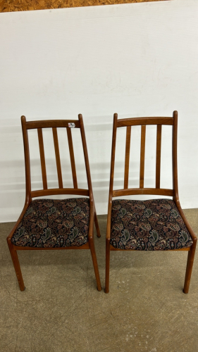 2 Matching Teak Chairs with Upholstered Seats