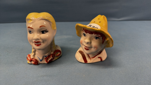 Tom Sawyer & Becky Thatcher Salt & Pepper Shakers -4in High