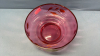 Cranberry Glass 9in Wide Bowl with Gold Overlay - 3