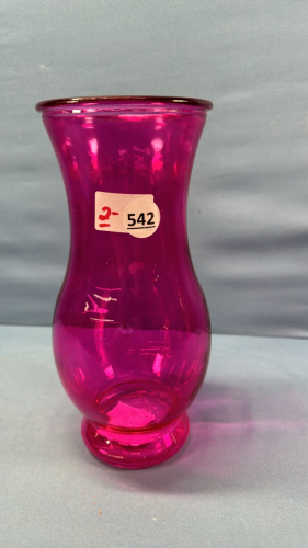 11in High Cranberry Coloured Glass Vase