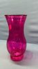 11in High Cranberry Coloured Glass Vase - 2