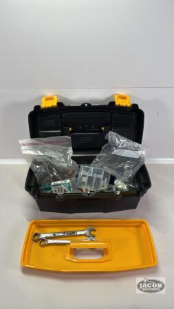 PLASTIC TOOL BOX WITH CONTENTS