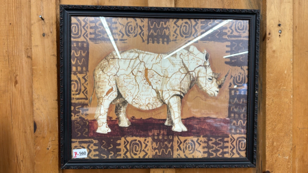 Rhinoceros Print -Frame is 22in Wide x 18in High