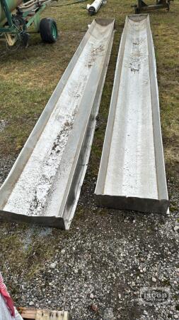 (2) STAINLESS FEED TROUGHS