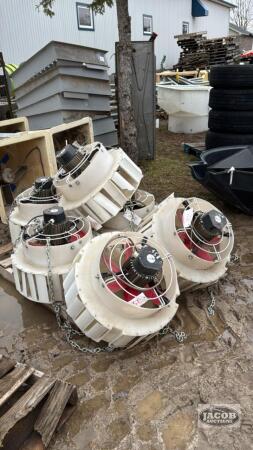 (6) ROUND 240V HANGING BARN FANS