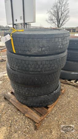 (5) USED 11R 22.5 TIRES
