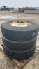 (3) USED 11R22.5 TIRES ON STEEL RIMS