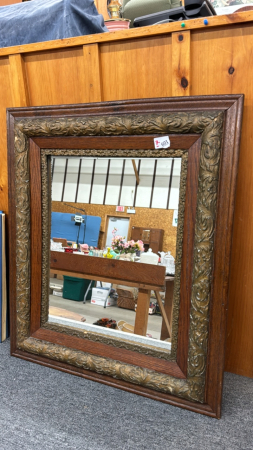 Oak Framed Mirror -Fancy Work Needs Touching Up