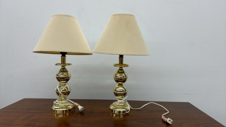 Pair of Gold Based Table Lamps with Shades