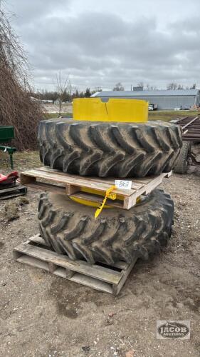 PAIR OF FIRESTONE 16.9R30 RADIAL DUALS W/HARDWARE