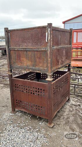 (2) STACKING STEEL BINS