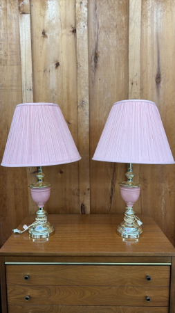 Pair of Dusty Rose & Gold Table Lamps