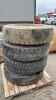 (4) WAGON TIRES 10R20 ON 8 BOLT RIMS