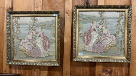 2 Framed Victorian Tapestries