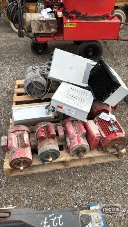 SKID LOT OF SINGLE PHASE MOTORS & CONTROL PANELS