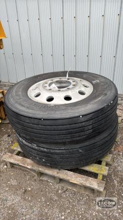 (2) CONTINENTAL 11R 24.5 TIRES ON ALUMINUM RIMS