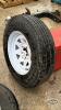(3) 15IN TRAILER TIRES ON 5 BOLT RIMS - 5
