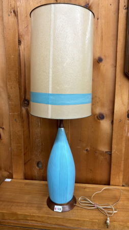 1960s Powder Blue Table Lamp -36in to Top of Shade