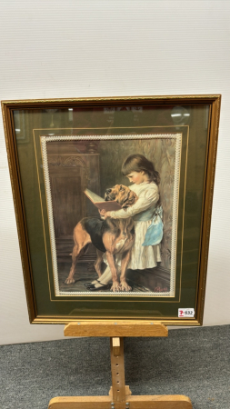 Girl with Dog Print -17in Wide x 21in High