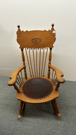 Oak & Leather Commode Style Rocker