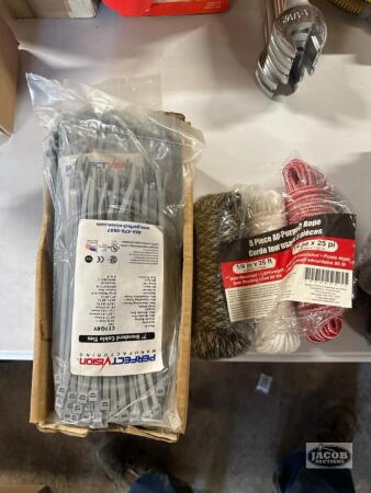 3 rolls of rops and box of zip ties