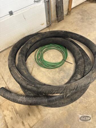 Rolls of tile and garden hose
