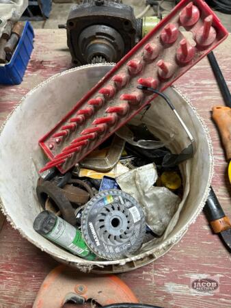 Pail of misc items
