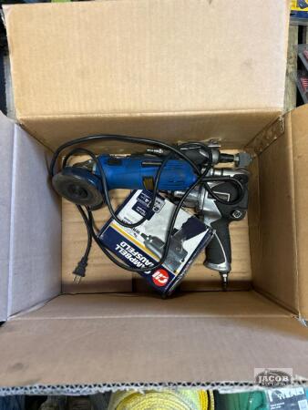 Box of air tools, and electric grinder