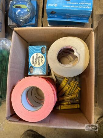 Box of paint markers, and packing tape