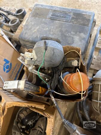 Box of misc tools lights pullers