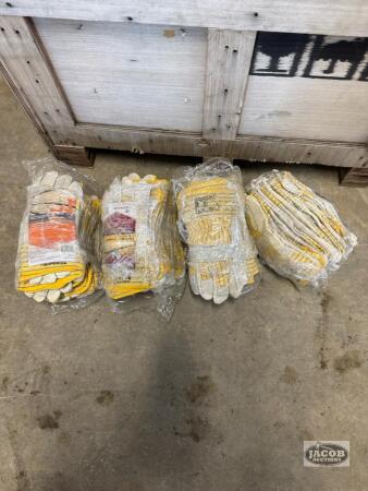 4 packages of 12 pair large work gloves