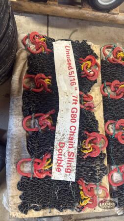 Skid of Unused 5/16 7ft G80 chain sling double
