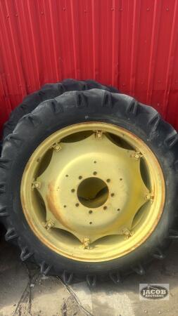 Pair of 12.4 -36 tires on Jd 8 bolt wheels