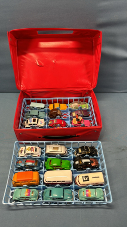 24 Small Volkswagen Toys in Carrying Case -See Notes