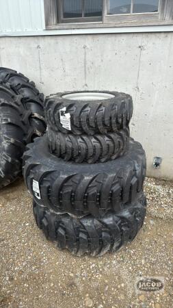 Set of 4 unused tires on rims for. Compact tractor 27x8.50-15 , 43x16.00-20