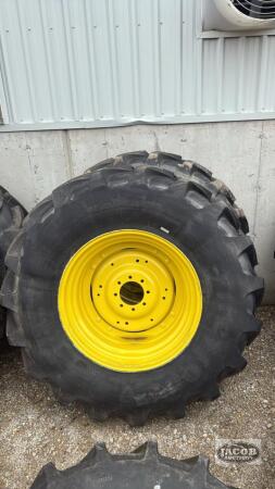 Unused Firestone 460/85R30 tire on Jd 8 bolt wheel x2