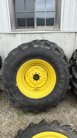 Unused Firestone 460/85R30 tire on Jd 8 bolt wheel x2