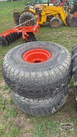 Pair of 22.5x16.1 tires on Kubota 8 bolt wheels