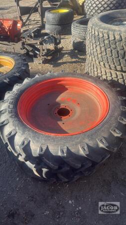 Pair of 9.5 - 32 tires on Kubota 6 bolt wheels