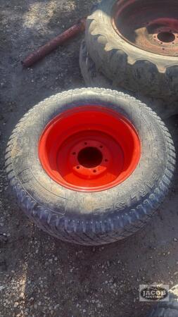 Pair of 320/55-15 tires on 6 bolt Kubota wheels