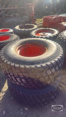 Pair of 44x18.00-20 tires on Kubota 8 bolt wheels
