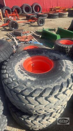 Pair of 21.5 -16 tires on Kubota 8 bolt wheels